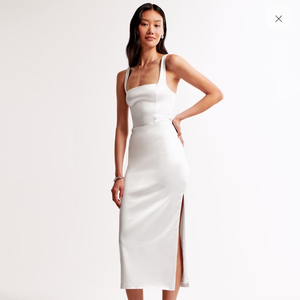 Abercrombie Sculpting Stretch Satin Midi Dress
